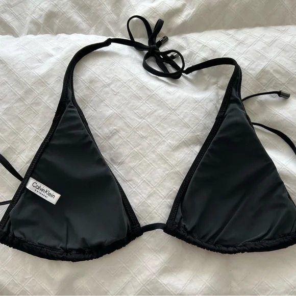 NWOT Calvin Klein Black Sequin Trim Triangle Bikini Set - Picture 5 of 10